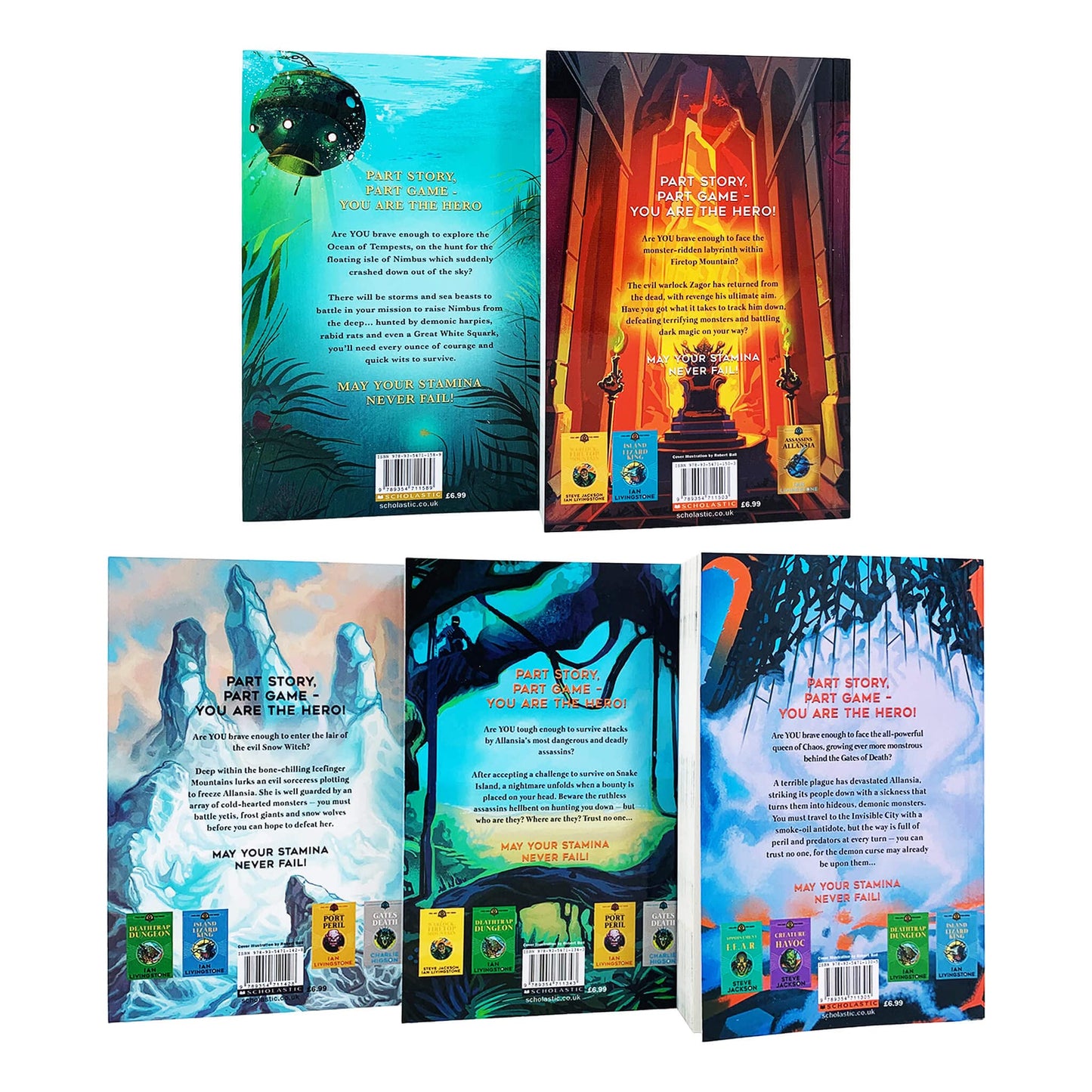 Fighting Fantasy RPG 5 Books Collection Set (11-15) (The Gates of Death, The Caverns of the Snow Witch, Assassins of Allansia, Return to Firetop Mountain & Crystal of Storms)