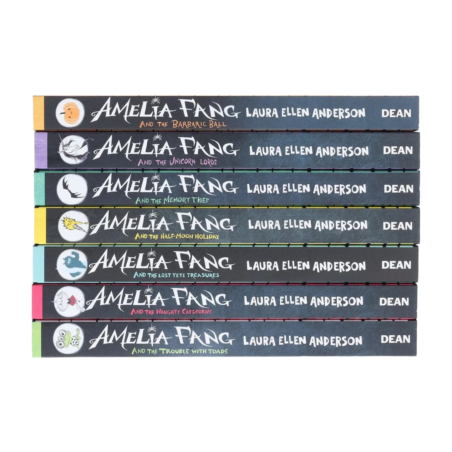Amelia Fang Series 7 Books Collection Set by Laura Ellen Anderson (Naughty Caticorns, Trouble with Toads, Lost Yeti Treasures, Half-Moon Holiday, Memory Thief, Unicorn Lords, Barbaric Ball)