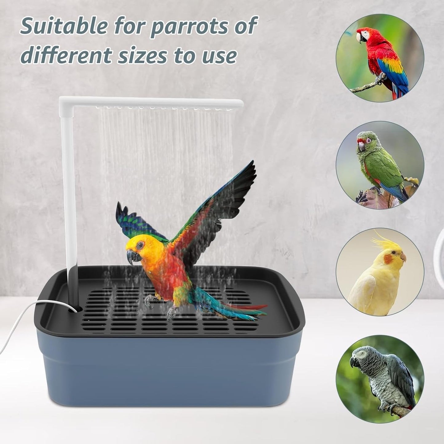🔥Hot Sale 49% OFF - 🦜💦Automatic ABS Bird Bath Shower, Parrot Bathtub with Circulating Faucet for Pet Bird