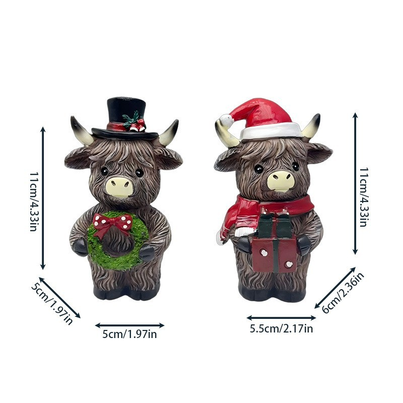 🎄Highland Cow Holiday Series – Fun Resin Figurine for Every Celebration!