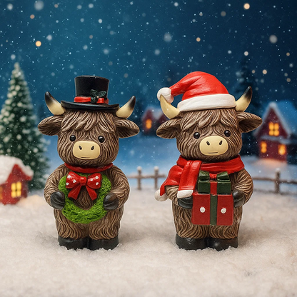 🎄Highland Cow Holiday Series – Fun Resin Figurine for Every Celebration!