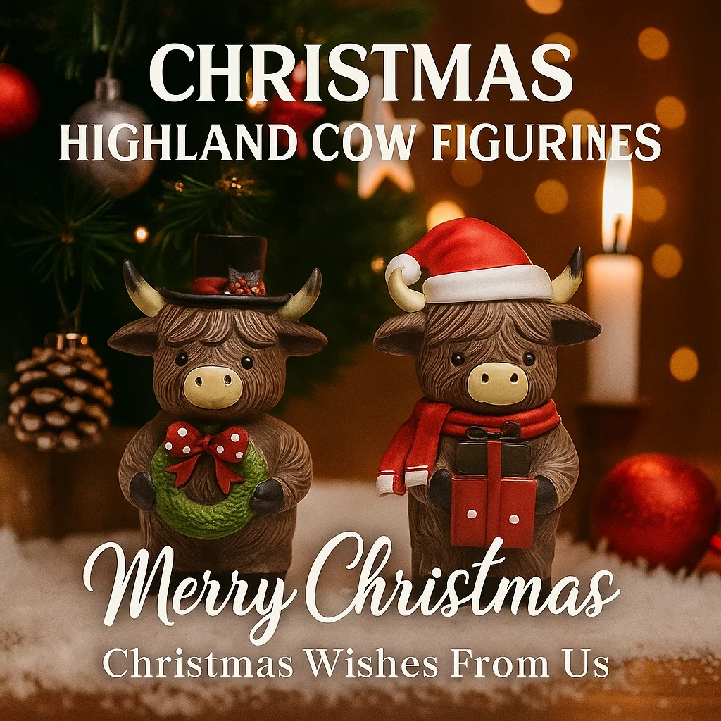 🎄Highland Cow Holiday Series – Fun Resin Figurine for Every Celebration!