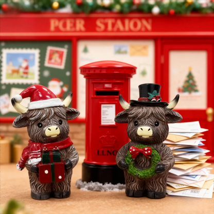 🎄Highland Cow Holiday Series – Fun Resin Figurine for Every Celebration!