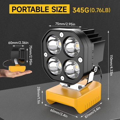 🔥LAST DAY 50% OFF - 🛠️💡LED Work Light Compatible with Milwaukee 18V Battery/Dewalt 18V&20V Battery