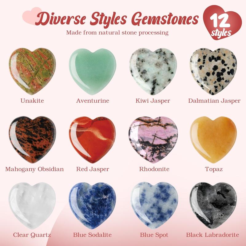 Valentine's Day Gem Gifts for Kids&Adults – 24 Pack Prefilled Cards with Heart-Shaped Gemstones