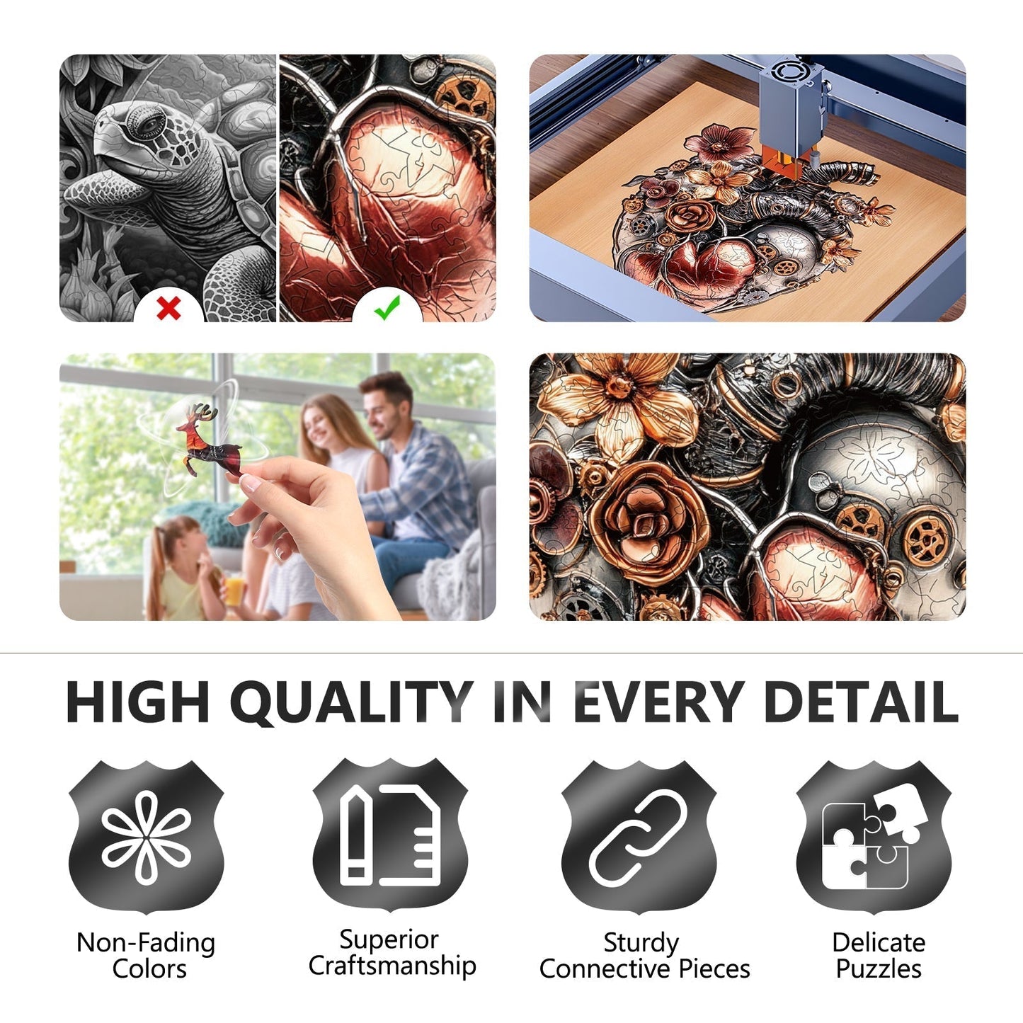 🎁 🔥 Visual 3D Mechanical Heart Wooden Jigsaw Puzzles - Gifts for Adults and Kids