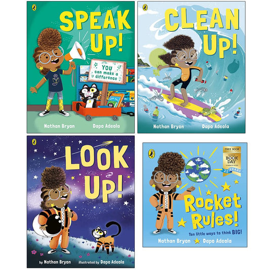 Nathan Bryon Collection 4 Books Set (Speak Up!, Clean Up!, Look Up! and Rocket Rules World Book Day)