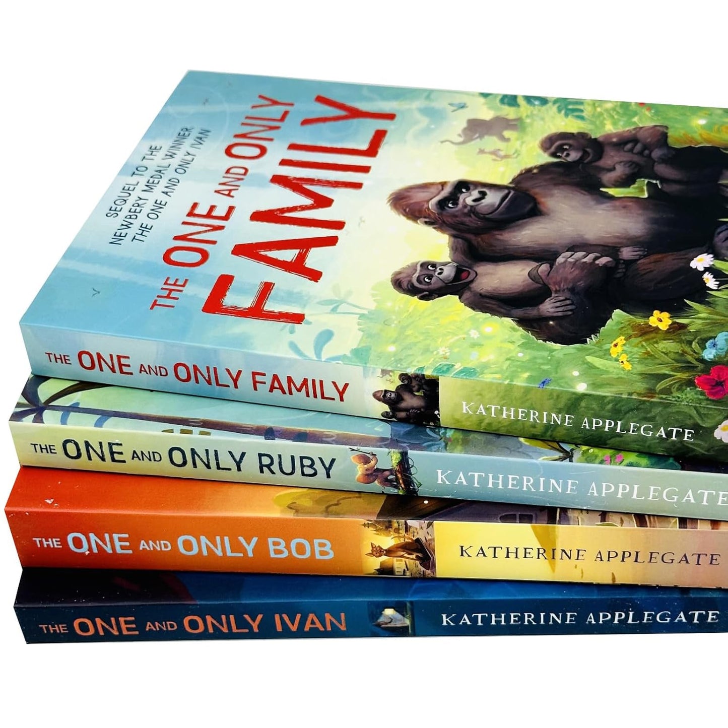 The One and Only Series by Katherine Applegate 4 Books Collection Set | Children’s Middle Grade Animal Adventure Fiction Set - One and Only Ivan, The One and Only Bob, The One and Only Ruby & The One and Only Family