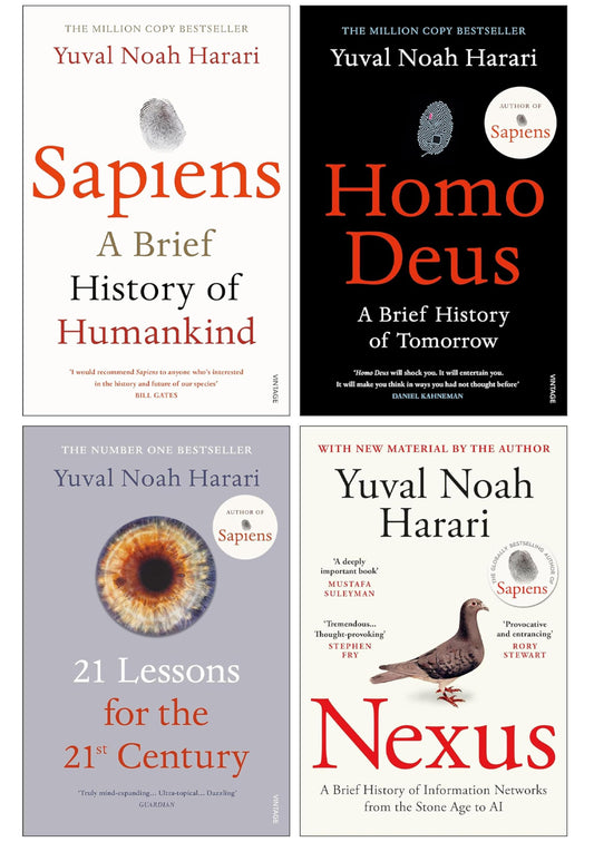 Yuval Noah Harari Collection 4 Books Set (Homo Deus, Sapiens A Brief History of Humankind, 21 Lessons for the 21st Century and Nexus)