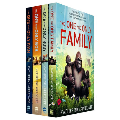 The One and Only Series by Katherine Applegate 4 Books Collection Set | Children’s Middle Grade Animal Adventure Fiction Set - One and Only Ivan, The One and Only Bob, The One and Only Ruby & The One and Only Family