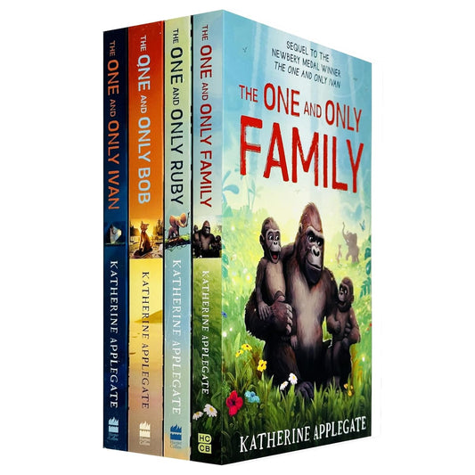 The One and Only Series by Katherine Applegate 4 Books Collection Set | Children’s Middle Grade Animal Adventure Fiction Set - One and Only Ivan, The One and Only Bob, The One and Only Ruby & The One and Only Family