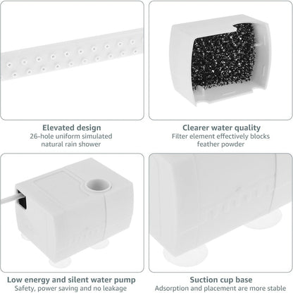 🔥Hot Sale 49% OFF - 🦜💦Automatic ABS Bird Bath Shower, Parrot Bathtub with Circulating Faucet for Pet Bird