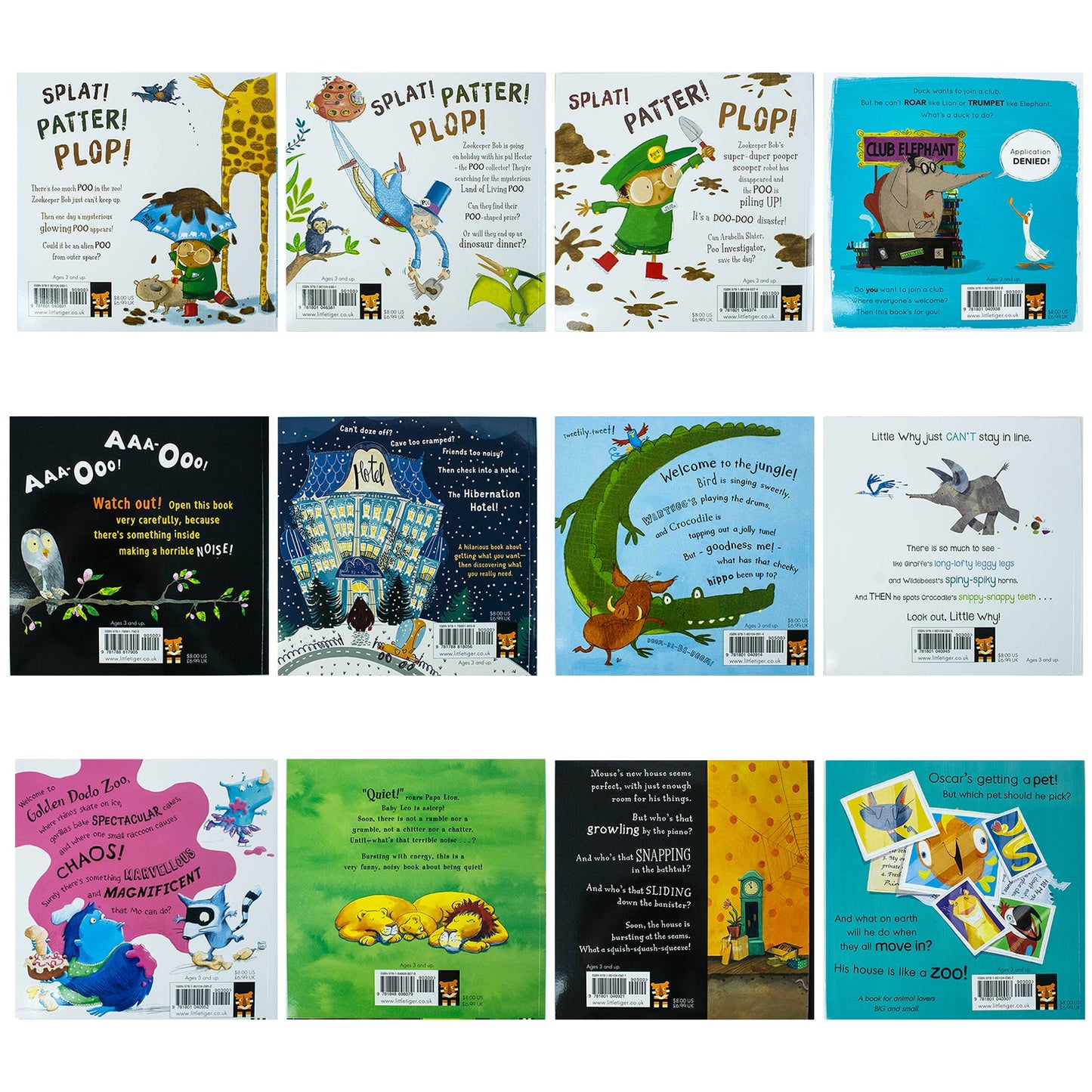 The Zoo Series Children Picture Stories 12 Books Collection Set (Poo in the Zoo, The Great Poo Mystery, The Island of Dinosaur Poo, Little Why, Mighty Mo, Quiet!, Hippobottymus & More)