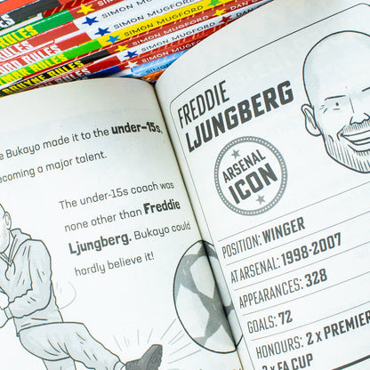 Football Superstars 12 Books Collection Rules Mega Pack Set By Simon Mugford &amp; Dan Green(Fact,Stories &amp; Starts)(Rolando, Neymar, Messi, Kane, Mbappé, Rashford, Haaland, Salah, De Bruyne &amp; More)