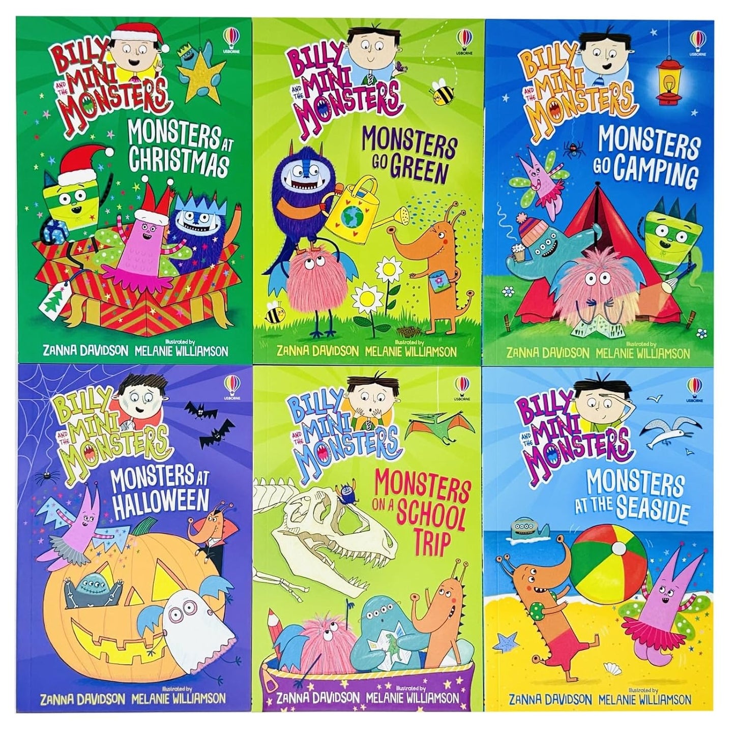 Billy and the Mini Monsters Series 2 (7-12) Collection 6 Books Set by Zanna Davidson (Monsters at Halloween,Monsters on a School Trip, Monsters Go Camping,Monsters at the Seaside, Monsters Go Green &amp; Monsters at Christmas)
