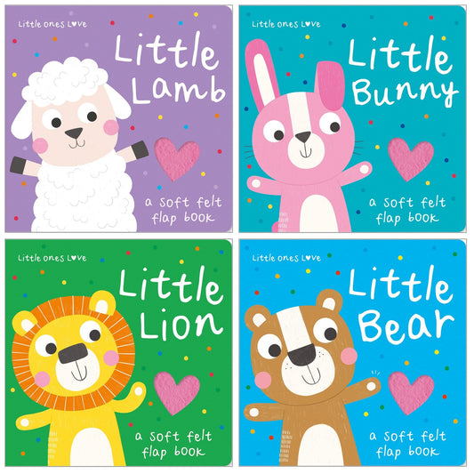 Little Ones Love Felt Flap Baby Books – 4 Board Books Set by Holly Hall | Touch-and-Feel Lift-the-Flap Books for Babies & Toddlers - Little Bear, Little Lion, Little Lamb, Little Bunny
