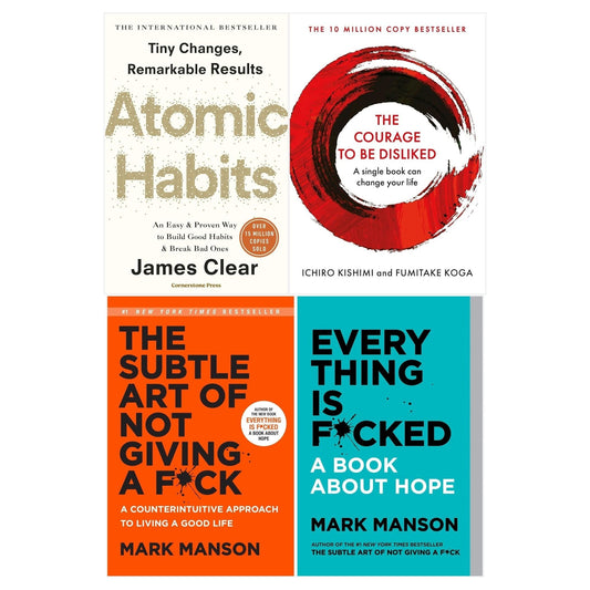 The Subtle Art of Not Giving a F*ck, Everything is F*cked, Atomic Habits and The Courage to Be Disliked 4 Books Set