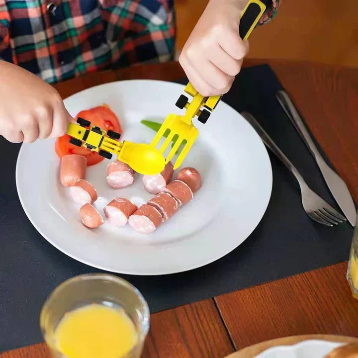 ExcavaBite Kids' Construction Plate and Utensil Set