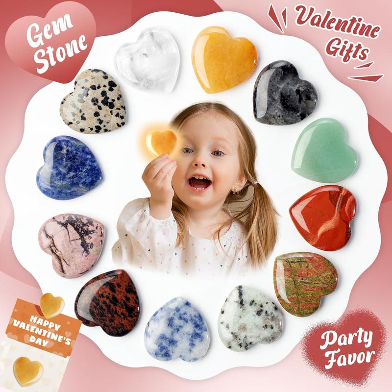 Valentine's Day Gem Gifts for Kids&Adults – 24 Pack Prefilled Cards with Heart-Shaped Gemstones