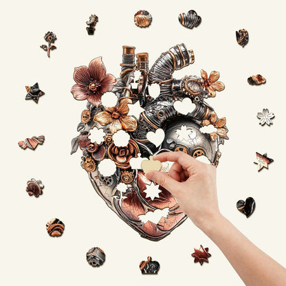🎁 🔥 Visual 3D Mechanical Heart Wooden Jigsaw Puzzles - Gifts for Adults and Kids