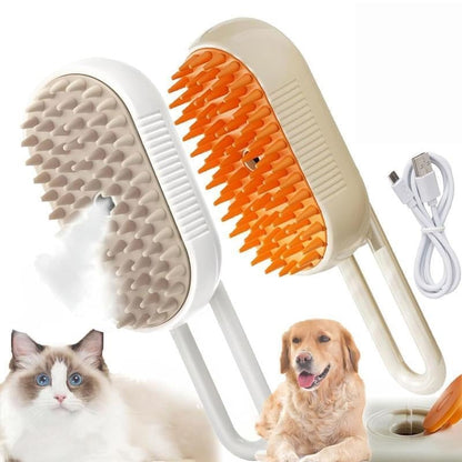 USB Rechargeable Pet Steam Brush – For Deep Clean, Odor Removal & Smooth Hair – Safe for Long, Curly & Short Hair Pets
