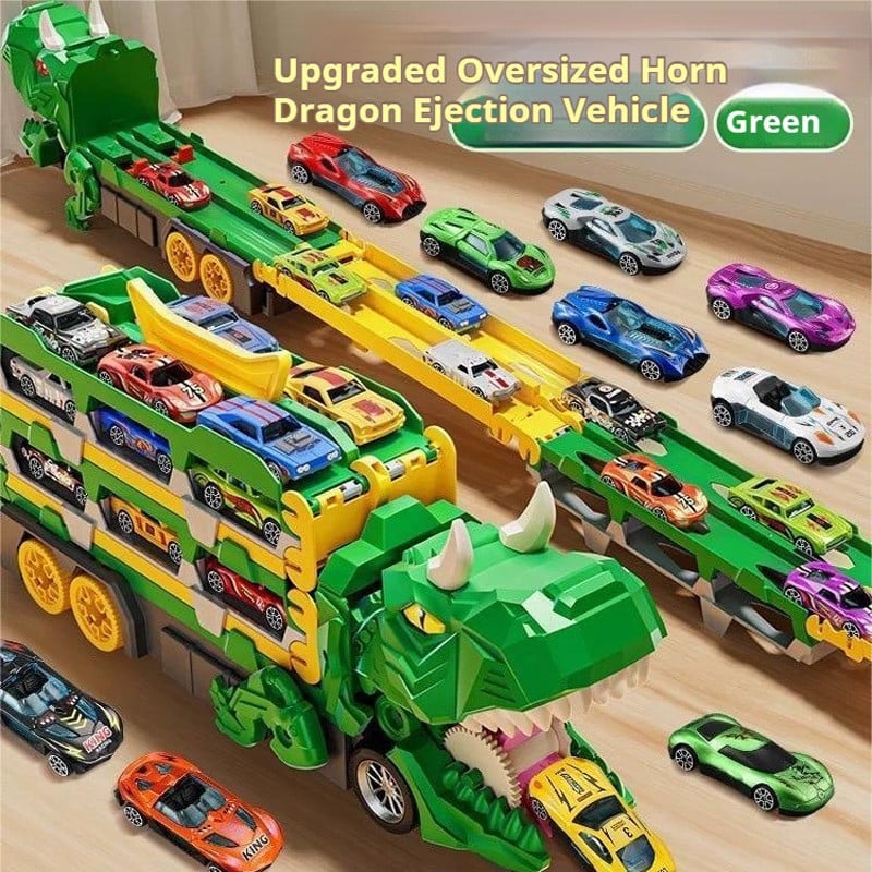 Dinosaur Transport Truck Toy Set with 12 Die-Cast Cars