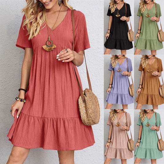 🎁This Season's Summer Picks⏳Retro V-neck Loose Casual Dress✨