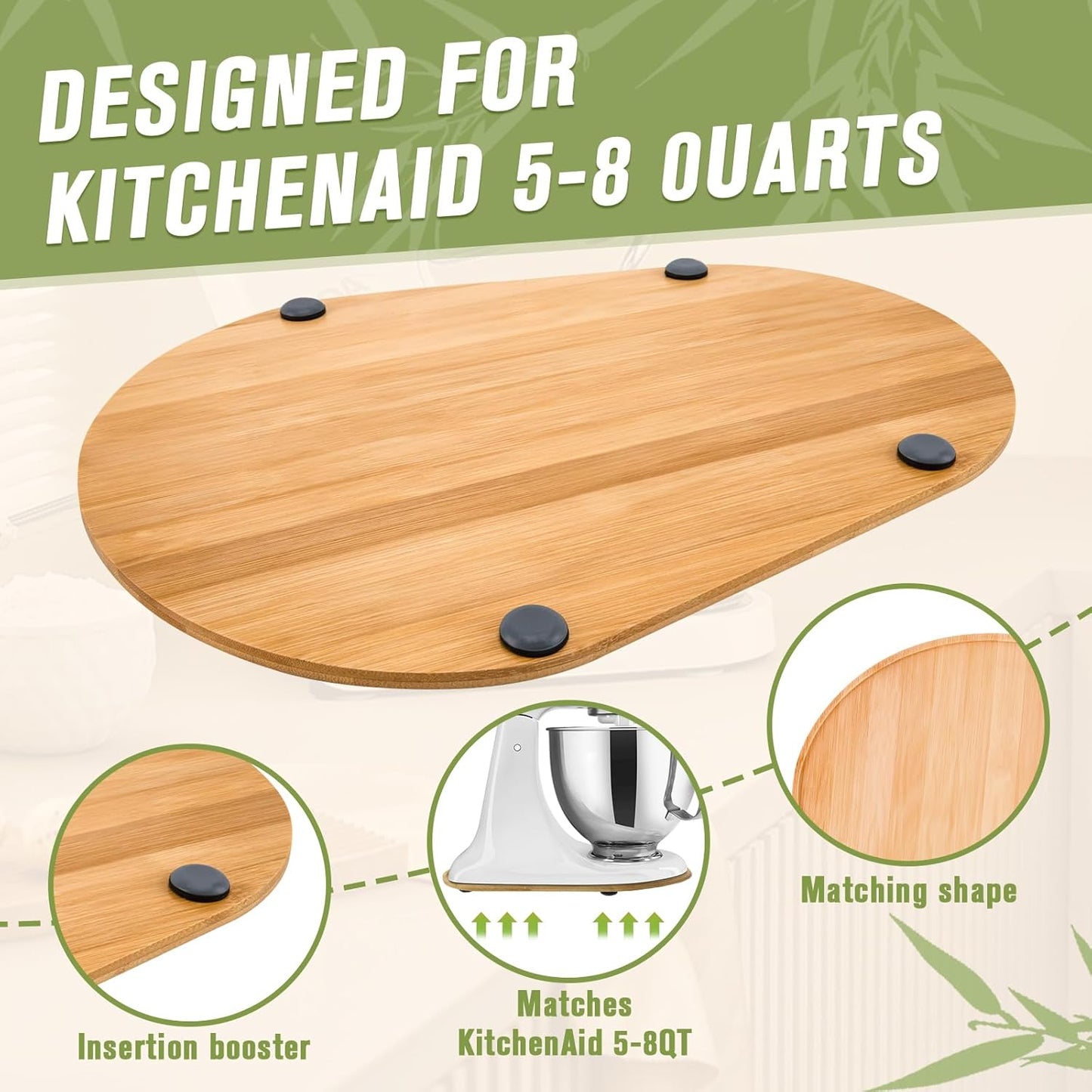 BUY 2 SAVE 5% FREE SHIPPING🔥🔥 Handmade Bamboo Mixer Mobile Tray, Waterproof, Anti-Slip & Corrosion-Resistant