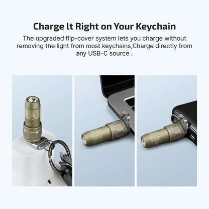 💡80LM Mini Keychain Flashlight – USB-C, Magnetic