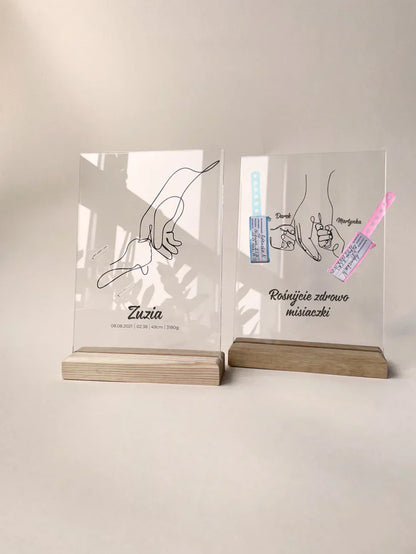 Personalized Plaque With a Hospital Armband and 'Ale Radość' Notes